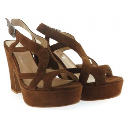 Women's suede sandals on a genuine leather platform Ingiliz 4227 - brown