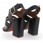 Дамски сандали на висок ток от естествена кожа Ingiliz 17102-07 - черни