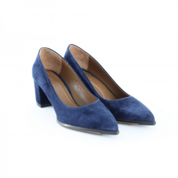Дамски елегантни обувки Ingiliz 16201-син велур