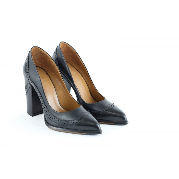 Дамски елегантни обувки от естествена кожа Ingiliz 16202-01-Черни