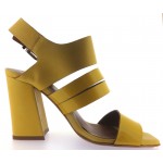 Дамски сандали от естествена кожа на висок ток Ingiliz 17102-0-7 - жълто