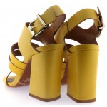 Дамски сандали от естествена кожа на висок ток Ingiliz 17102-0-7 - жълто